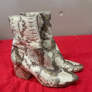 Matisse Snakeskin leather Ankle Booties - Cream and Brown